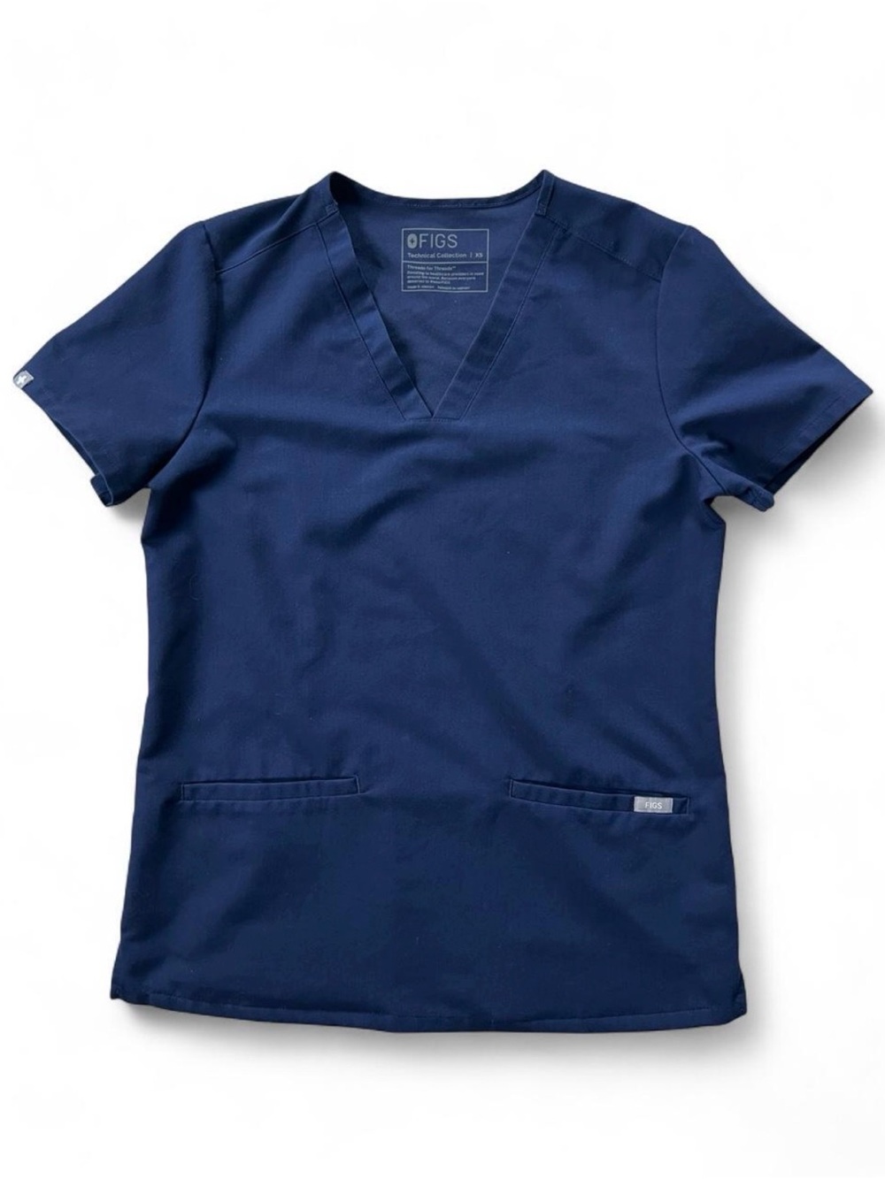 FIGS Technical Collection Casma Three-Pocket Scrub Top Navy Blue XS